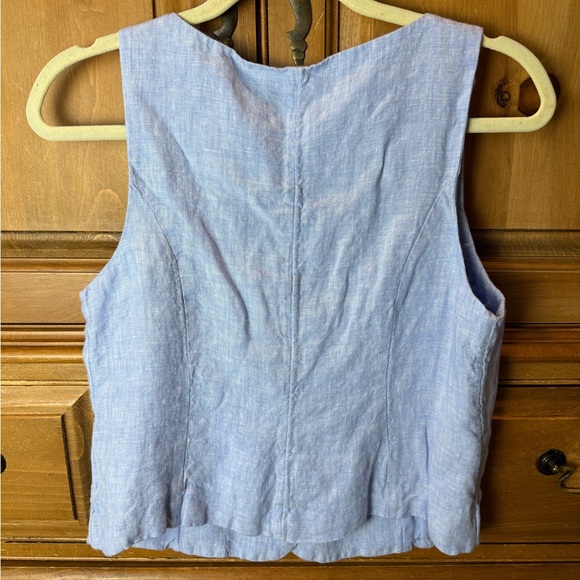 J. Crew Women's Light Blue Sleeveless Linen Blouse - Picture 4 of 5